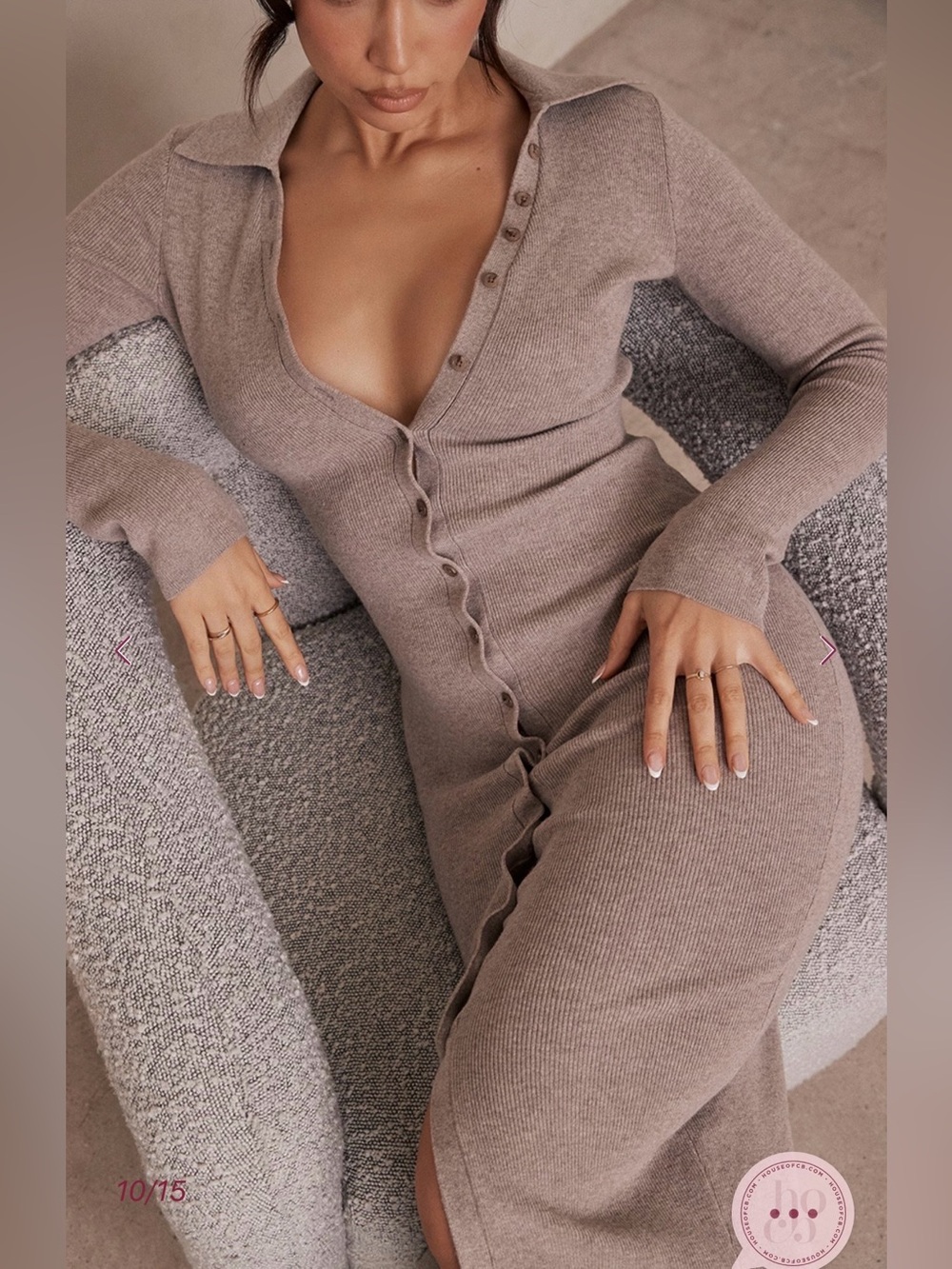 🩷Firm Price🩷House of CB Yvette beige cashmere knit midi dress - Picture 2 of 13